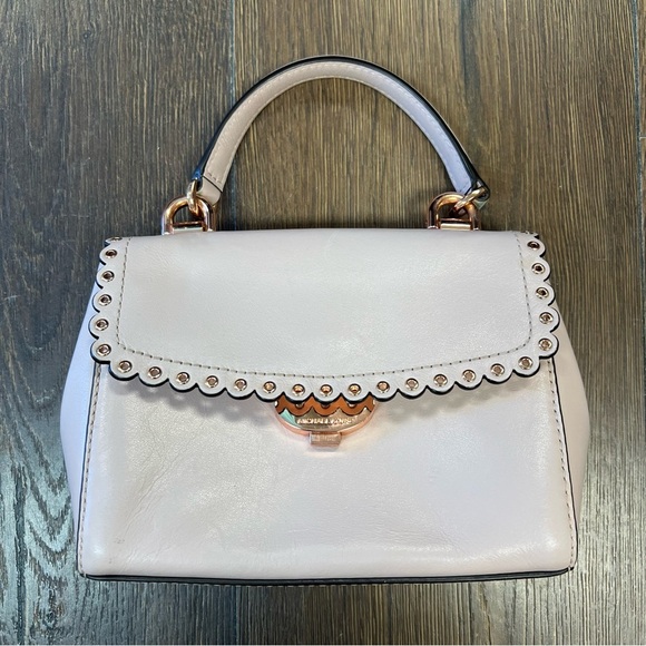 Michael Kors, Rose Gold Scalloped Trim, Mini Satchel Handbag - Picture 1 of 9